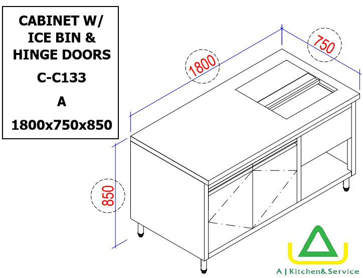 C-C133 CABINET W/ ICE BIN & HINGE DOORS